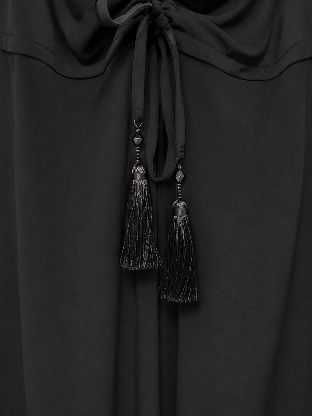 Tommy Bahama XL Black Wide Leg Jumpsuit Ruched Tassel Stretch Resort Wear - Picture 5 of 7